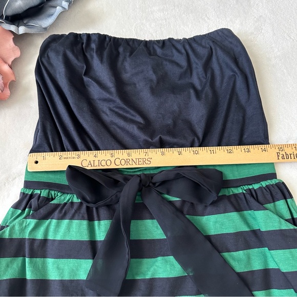 MNG Black and Green Striped Strapless Dress Small - Picture 11 of 13